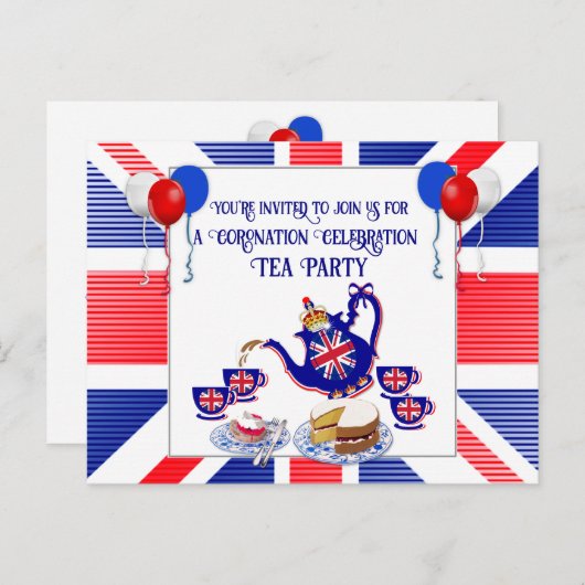 Coronation Celebration Tea Party Invitation Postc Briefkaart (Voorkant / Achterkant)