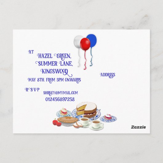 Coronation Celebration Tea Party Invitation Postc Briefkaart (Achterkant)