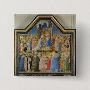 Coronation of the Virgin, c.1430-32 Vierkante Button 5,1 Cm