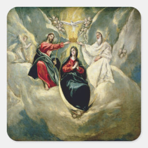 Coronation of the Virgin, c.1591-92 Vierkante Sticker