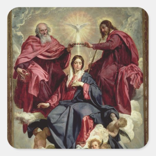 Coronation of the Virgin, c.1641-42 Vierkante Sticker (Voorkant)