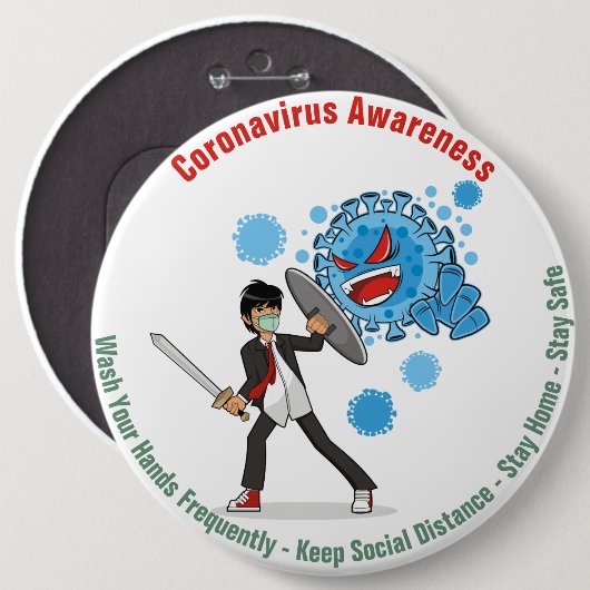Coronavirus Awareness Round Button (Voorkant /achterkant)