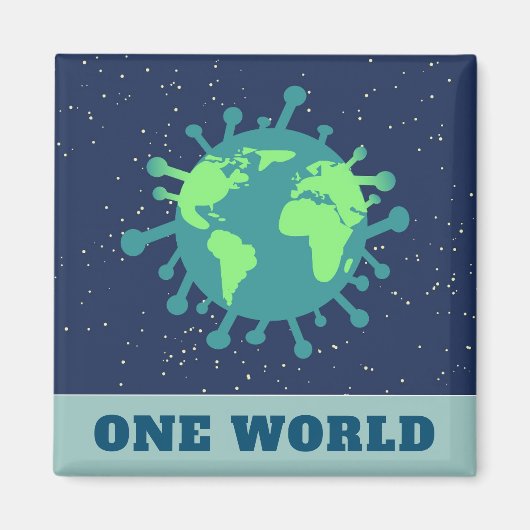 Coronavirus één wereld samen magneet (Voorkant)