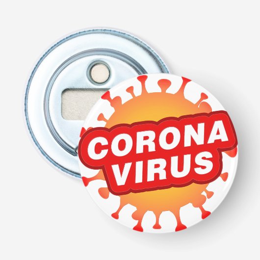 CoronaVirus flesje Open Covid19 Corona Tekst Button Flesopener (Voorkant)