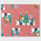 coronavirus kerstboom cadeaupapier (Vlak)