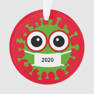 Coronavirus masqué vert 2020 ornement acrylique