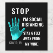 Coronavirus Sociale afstand Grappige offerte Wijn Etiket (Enkel label)