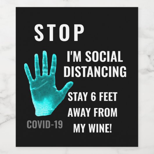 Coronavirus Sociale afstand Grappige offerte Wijn Etiket (Enkel label)