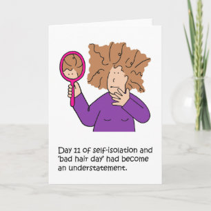 Coronavirus zelfisolatie Bad Hair Day Cartoon Kaart