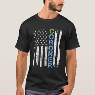 Coroner USA Vlag Medische examinator Dunne Blauwe  T-shirt