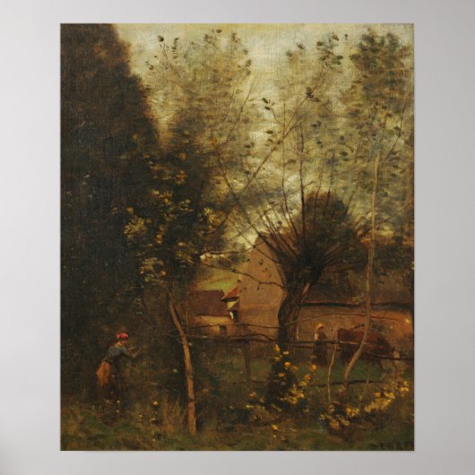 Corot - Boerderij Scene Poster (Voorkant)