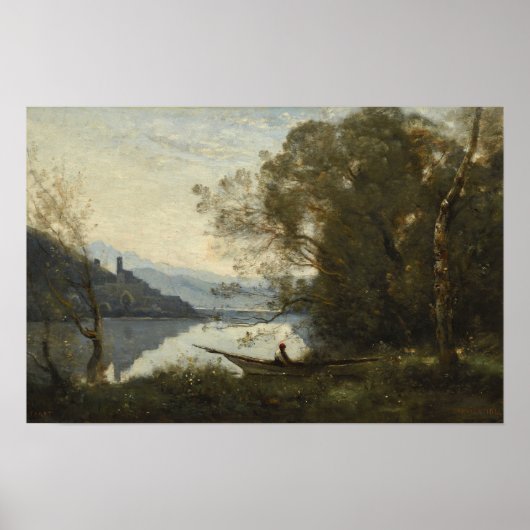 Corot - De aangemeerde schipper Poster (Voorkant)