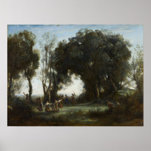 Corot - De dans van de nimfen Poster