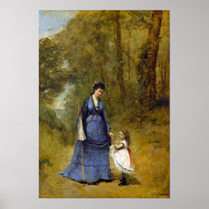 Corot - Madame Stumpf en haar dochter Poster