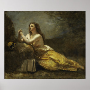 Corot - Madeleine in gebed Poster