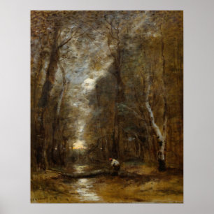 Corot - Onder Hout Poster