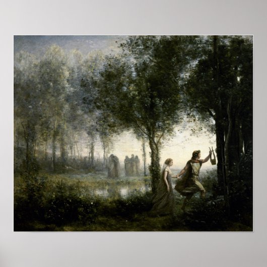 Corot - Orpheus Leading Eurydice uit de onderwerel Poster (Voorkant)