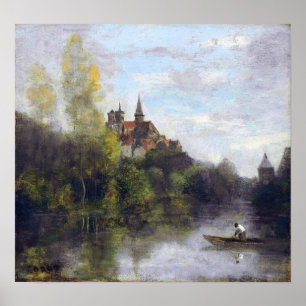 Corot - Semur, Kathedraal Gezien Vanuit Armançon Poster
