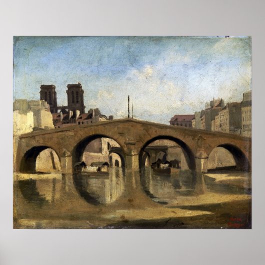 Corot - The Old Pont Saint-Michel 1823 Poster (Voorkant)