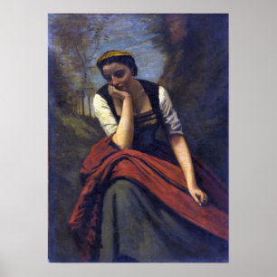 Corot - Vrouw in meditatie Poster