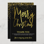 Corporate Black Gold Kerstmis Dank u Feestdagenkaart (Voorkant / Achterkant)
