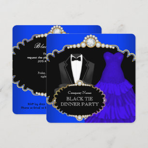 Corporate Black Stropdas Dinner Party Royal Blue Kaart