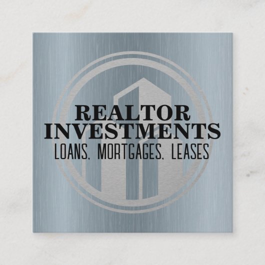 Corporate Building Logo | Metallic Vierkante Visitekaartje (Voorkant)