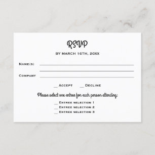 Corporate Business Social Dinner Event RSVP Kaartje