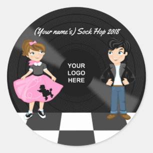 Corporate/Club/College/School Sock Hop Retro Party Ronde Sticker