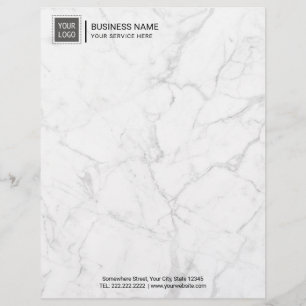 Corporate Custom Logo Modern White Marble Gepersonaliseerd Briefhoofd