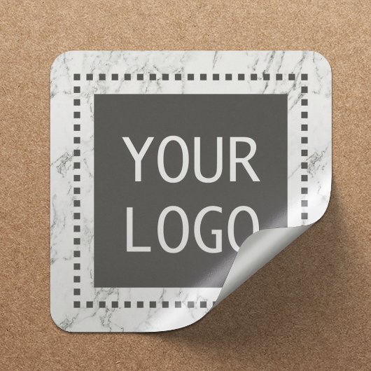 Corporate Custom Logo Modern White Marble Vierkante Sticker