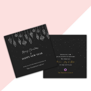 Corporate Elegant Zwart Wit Kerstmis Nieuwjaar Feestdagenkaart