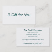 Corporate Gift Certificate Kortingskaartje (Voorkant / Achterkant)