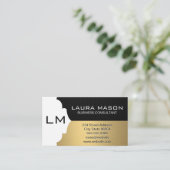 Corporate Gold Brushed Black Mesh met monogram Visitekaartje (Staand voorkant)