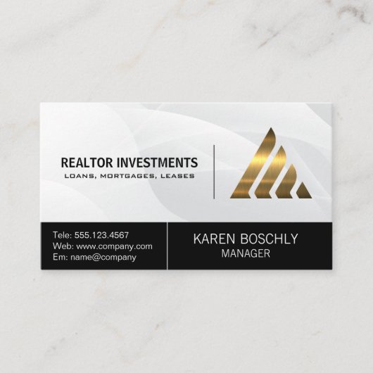 Corporate Gold Metallic Logo | Commerciële financi Visitekaartje (Voorkant)