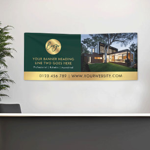 Corporate Green & Gold Logo Advertentie Zakelijke Spandoek
