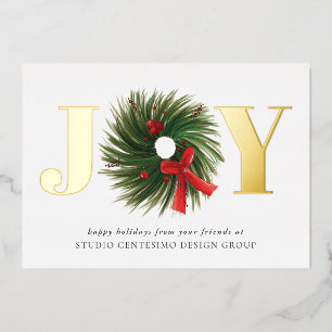 Corporate JOY Waterverf Wreate Holiday Gold Folie Feestdagenkaart