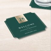 CORPORATE JUBILEUM business wit groen goud Kartonnen Onderzetters (Gekanteld)