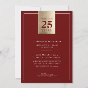 CORPORATE JUBILEUM stijlvolle zakelijke maroon gou Kaart