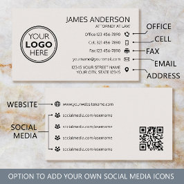Corporate Logo Fax QR Code Professional Off-White Visitekaartje