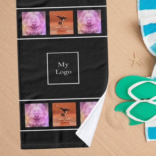 Corporate logo fotocollage zwart wit handdoek