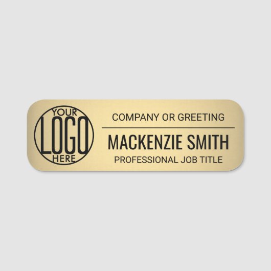 Corporate Logo Gold Colour Printed Plastic Medewer Naamplaatje (Voorkant)