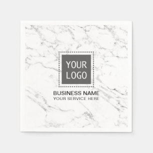 Corporate Logo Modern Wit Marmer Business Kantoor Servetten