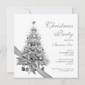 Corporate Silver Christmas Tree Bow Holiday Party Kaart (Voorkant)