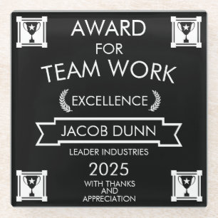 Corporate Staff Team Work Award Glazen Onderzetter
