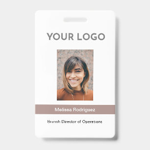 Corporate Taupe Employee Photo ID Badge