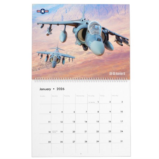CORPS AVIATION - AV-8B HARRIER II CALENDRIER (Jan 2026)