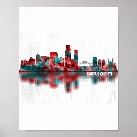 Corpus Christi Texas Skyline Poster (Voorkant)