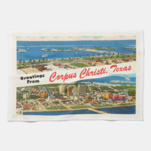 Corpus Christi Texas TX Vintage Travel Souvenir Theedoek