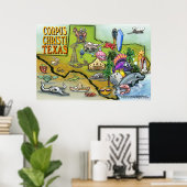 Corpus Christi TX Map Poster (Thuiskantoor)